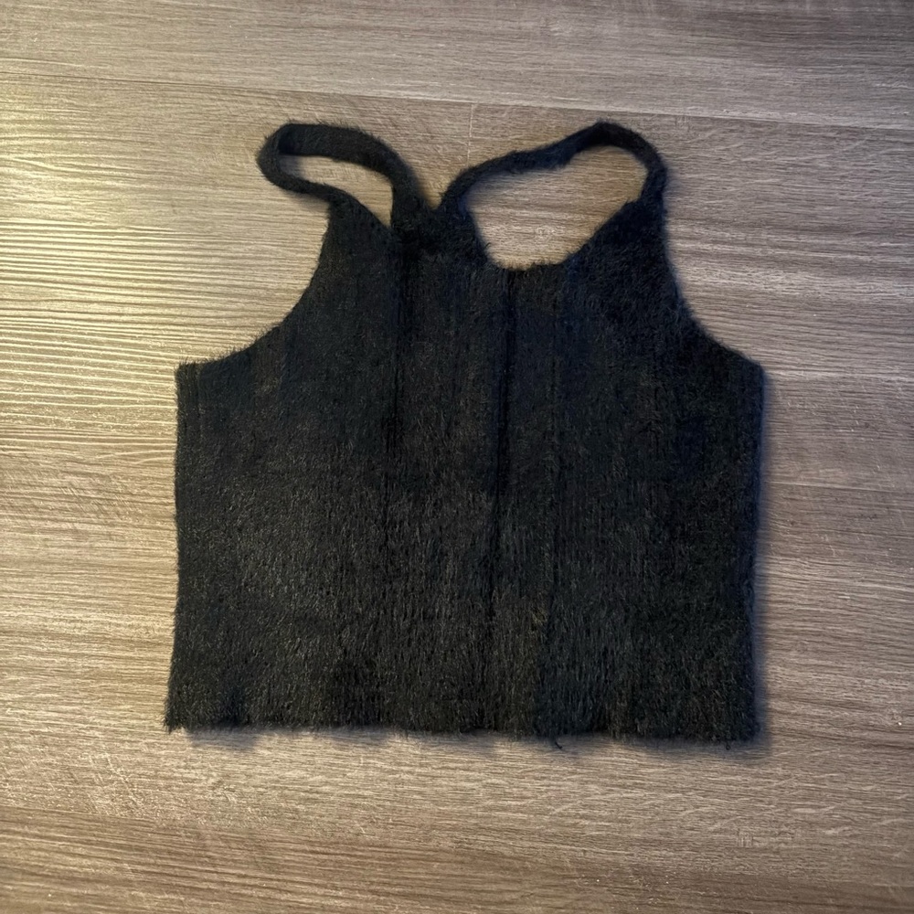 Black Fuzzy Women's Top